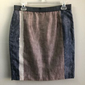 Ann Taylor LOFT pencil skirt 4 blue cream brown.